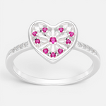 Anillo Corazón Flor Circones Fucsia