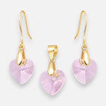 Conjunto Corazon Cristal Hecho con Swarovski® Rosado
