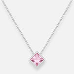 Collar Rombo Circón Punto de Luz Rosa Francia 6x6 mm
