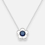 Collar Flor Circón punto de Luz Zafiro 4 mm