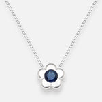 Collar Flor Circón punto de Luz Zafiro 4 mm