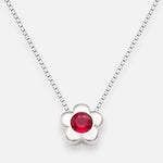 Collar Flor Circón punto de Luz Rubí 4 mm