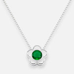 Collar Flor Circón punto de Luz Esmeralda 4 mm