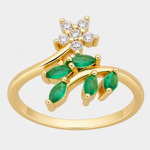Anillo Flor Espigas Circones Esmeralda