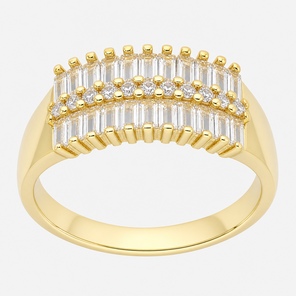 Anillo Cintillo Circones Baguette