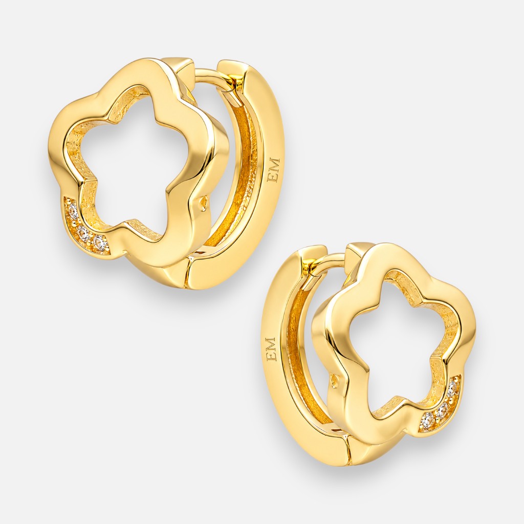 Argolla Huggie Flor Circones 13 mm