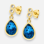 Aro Gota Circones Cristal Azul