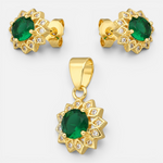 Conjunto Flor Circones Esmeralda
