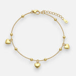 Pulsera Cola de Topo Corazones Esferas