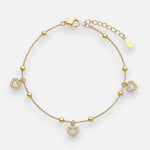 Pulsera Esferas Corazones Circones