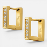 Argolla Huggie Corte Cuadrado Circones 12x12 mm