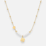 Collar Esferas Perlas Trébol 4 Hojas