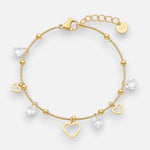 Pulsera Esferas Corazones y Cristales