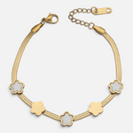 Pulsera Cinta Flores Nácar Blanco