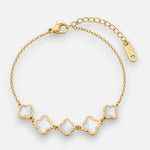 Pulsera Trébol de la Suerte Nácar Blanco