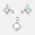 Conjunto Circón Tornasol 8x8 mm