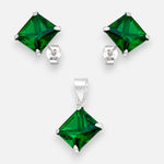 Conjunto Circón Esmeralda 10x10 mm