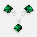 Conjunto Circón Esmeralda 8x10 mm
