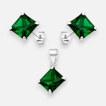 Conjunto Circón Esmeralda 8x8 mm