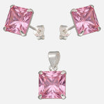 Conjunto Circón Rosa Francia 8x8 mm