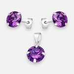 Conjunto Circón Amatista 8 mm