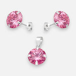 Conjunto Circón Rosa Francia 8x10 mm