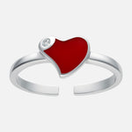 Anillo Midi Ajustable Corazón Esmaltado Circón