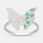 Anillo Mariposa Circones Baguette Esmeralda