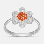 Anillo Flor Margarita Circones Granate Naranja