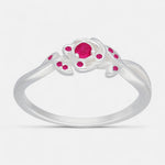 Anillo Flor Circones Rubí