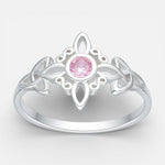 Anillo Nudo de Brujas Triqueta Circón Rosa Francia