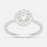 Anillo Flor Solitario Moissanita y Circones