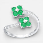 Anillo Ajustable Flores Circones Esmeralda