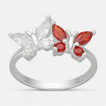 Anillo Mariposas Circones Granate