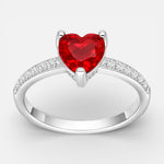 Anillo Corazón Circones Rubí
