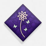 Anillo Flor Mariposas Morado Metalizado