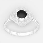 Anillo Rombo Martillado Ónix