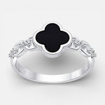 Anillo Trébol dela Suerte Ónix Eslabones Circones