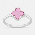 Anillo Trébol de la Suerte Nácar Rosado