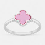 Anillo Trébol de la Suerte Nácar Rosado