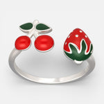 Anillo Ajustable Frutilla Cereza Esmaltada