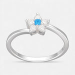 Anillo Midi Flor Circones Agua Marina