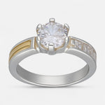 Anillo Circón Solitario Línea en Oro
