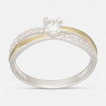 anillo solitario circones pave con oro