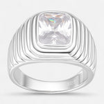 anillo sello facetado circon