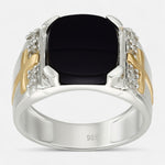 Anillo Sello Ónix Circones Cruz en Oro