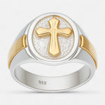 Anillo Sello Cruz en Oro