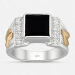 Anillo Sello Circón Ónix Caballo en Oro