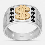 Anillo Sello Circones Ónix Símbolo Dólar en Oro