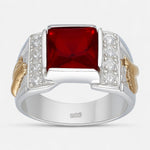 Anillo Sello Circón Rubí Caballo en Oro